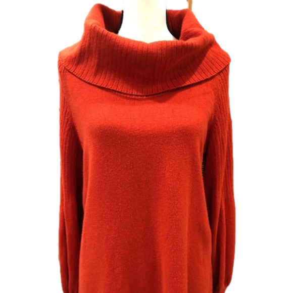 𝅺anthropologie Paloma Burnt Orange Cowl Neck Sweater M - Picture 2 of 12